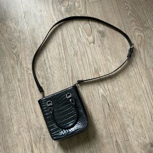 Black Faux Croc Mini Crossbody